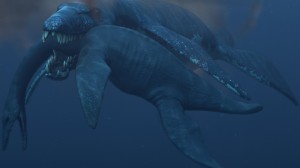 A T-rexet is kettéharapná a tengeri szörny